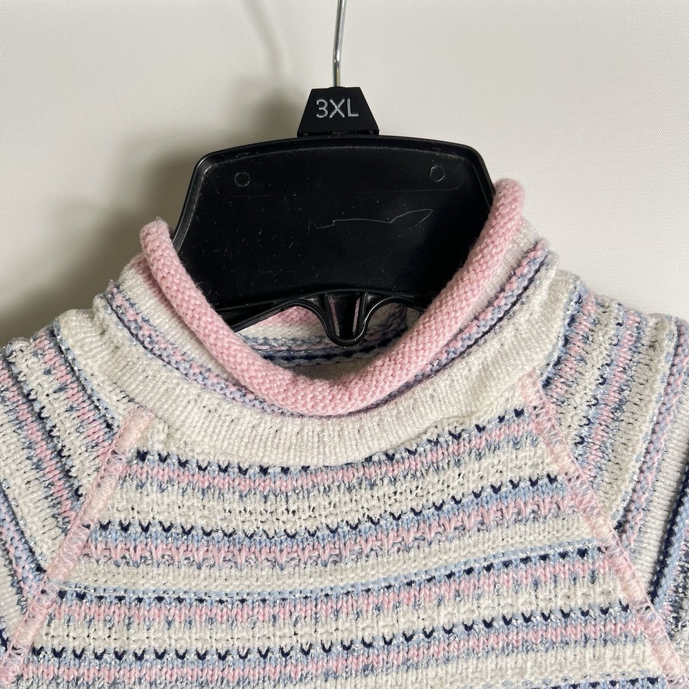 Vtg B.T. Kids Girls 2T Sweater Pastel Stripe Pink‎ Heart Appliqué Pullover Y2K - Picture 3 of 7